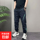 休閑褲男春夏季薄款寬松痞帥運動男褲大碼速干哈倫褲束腳九分褲子 佳S-2604 黑綠 3XL