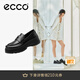 愛(ài)步（ECCO）厚底樂(lè )福鞋女倪妮同款英倫風(fēng)一腳蹬厚底增高牛皮女鞋 蹤跡220723 黑色22072301001 37 （尺碼偏?。? title=
