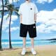 ABWY輕奢高端品牌T恤男短袖冰絲套裝夏季潮流新款休閑時尚薄款短褲 冰棉短袖白色+黑色短褲 XL 建議130-150斤