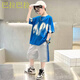 BALA巴拉巴拉迷你童裝男孩t恤套裝夏季服裝2026新款夏季服裝半袖中、 藍色 140 cm