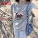 班尼路（Baleno）趣味小狗印花圓領T恤女26夏季甜系少女寬松休閑設計感純棉上衣