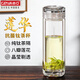 格亞（GEYA）蓮華鈦玻璃杯雙層茶杯男商務鈦杯抗菌泡茶杯水晶杯子辦公定制禮物 純鈦抑菌【高端皮質禮盒】380ml