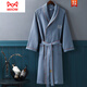 貓人（MiiOW）純棉酒店浴袍吸水速干四季男女春夏秋冬情侶連體睡衣睡袍浴衣定制 海茵藍(主圖款) L  (衣長(cháng)120，體重180斤內)
