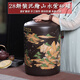 茗泥堂 宜興紫砂茶葉罐大號(hào)普洱茶罐儲(chǔ)存茶缸七子餅密封茶餅罐儲(chǔ)物罐子 28餅裝 直筒泥繪黑色款 28L