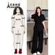 艾美琦美（AIMEIQIMEI）2026夏裝新款胖mm大碼女裝氣質(zhì)綁帶收腰襯衫顯瘦闊腿褲套裝兩件套 黑色套裝 XL [建議120-140斤]