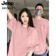 JEEP SPIRIT潮流粉色短袖t恤情侶裝夏季韓版寬松半袖棉質字母簡約上衣體恤衫 粉色一件 S 75-110斤