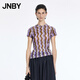 江南布衣（JNBY）【商場同款】26春夏新品T恤修身條紋皮膚衣圓領通勤短袖5Q5110470 599/紫色系 XL