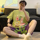 JaetinWsinn睡衣男士夏季純棉短袖薄款青少年卡通海綿寶寶夏天大碼家居服套裝 99564# XL 標準【170-175CM 130-150斤】