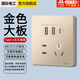 國(guó)際電工暗裝86型20W快充USB插座開關(guān)面板墻壁手機(jī)充電Type-c家用五孔 五孔20W快充USB+type-c【金色】 