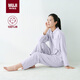 MUJI[自營限定款]女士無側縫 雙層紗織睡衣 純棉家居服 薰衣草色 L