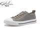 沙馳（SATCHI）男鞋春季新款時(shí)尚低幫平底系帶休閑鞋舒適帆布鞋男 卡其色S1T942009C 41