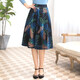 特尚萊菲 2021年秋冬裝新品印花裙子女中長(cháng)款半身裙顯瘦蓬蓬a字碎花百褶半裙 HCR5559 黑底藍花色 L（2尺3）