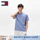 TOMMY JEANS【復(fù)古條紋】25夏季男裝純棉平紋針織刺繡短袖上衣T恤20802 藍白條紋0BA L （推薦：150-165斤）