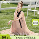 絲柏舍圓領(lǐng)連衣裙2025夏裝新款女裝優(yōu)雅蝴蝶結(jié)系帶中長款A(yù)字裙