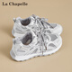 拉夏貝爾（La Chapelle）女鞋休閑鞋女夏季新款網(wǎng)面透氣時尚軟底運動鞋793 灰色38