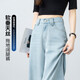 韓都衣舍【軟垂天絲】直筒拖地牛仔褲女2026夏薄款百搭顯瘦高級闊腿褲