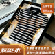 JEEP SPIRIT吉普高端時(shí)尚2026夏季新款條紋polo衫男短袖半袖翻領(lǐng)T恤男半袖上 黑白條紋 3XL