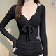 巧丂泳衣女款連體罩衫兩件套長(cháng)袖保守顯瘦修身鋼托聚攏泡溫泉游泳裝備 黑色泳衣女兩件套【70-115斤】