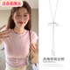含春花甜美簡約抽拉蝴蝶結項鏈女款韓系小眾設計長款衛衣鏈配飾百搭新款 銀色蝴蝶結吊墜項鏈 可調節長度