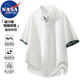 NASA MARVEL短袖T恤男士夏季翻領寬松polo衫休閑透氣百搭大碼體恤 白色 XL