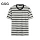 GXG26夏季新品GXG男裝 中廓黑白撞色條紋寬松圓領男士短袖T恤
