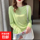 多巴胺薄紗冰絲防曬罩衫女夏薄款寬松空調(diào)衫感微透面膜長袖T恤女 牛油果色 均碼 (80斤-130斤)