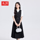 五沃高級感職業(yè)連衣裙女2026大學(xué)生教資面試通勤背心裙氣質(zhì)襯衫套裙子 短白色襯衫+黑色連衣裙 (腰帶） XL