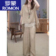 羅蒙（ROMON）高端亞麻套裝高端媽媽裝夏款新款棉麻女裝薄款上衣闊腿褲兩件套潮 7291-【卡其色套裝】高品質(zhì) 2XL 建議130-145斤