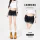 南木熊牛仔短褲女夏季美式復古卷邊低腰彈力顯瘦防走光日常a字包臀熱褲 深藍色短褲 【卡碼拍大】 M 95-105斤