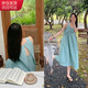確彤法式露背褶皺無(wú)袖背心裙女長(zhǎng)裙夏季新款度假風(fēng)寬松顯瘦韓版連衣裙 綠色 均碼