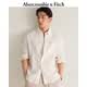 Abercrombie & Fitch經典小麋鹿圖案美式復古情侶條紋泡泡紗襯衫26春夏男裝125-6082 淡黃條紋 L (180/108A)