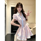 億梵莎（YIFANSHA）連衣裙女2026年夏季新款甜美學院風小個子學生泡泡袖條紋襯衫裙子 粉色+領帶 均碼 【可備注碼數】
