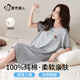 都市麗人睡裙女士睡衣女100%純棉夏季帶胸墊免穿文胸短袖圓領(lǐng)可外穿L
