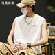 馬克華菲美式重磅純棉背心男款夏季休閑百搭圓領(lǐng)無(wú)袖T恤運(yùn)動(dòng)坎肩 白色 L