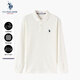 U.S.POLO ASSN.polo衫男翻領(lǐng)秋季商務(wù)休閑長(cháng)袖上衣中年t恤 純白色 L 