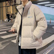 云自閑棉服男外套男冬季加厚保暖晉江棉服寬松立領(lǐng)羽面包絨服男士棉襖 米白色 L（推薦體重125-145斤）