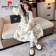 皮爾卡丹（pierre cardin）女童套裝春秋裝公主裙時(shí)髦洋氣2025新款連衣裙中大童襯衫裙兩件套 米色 150cm