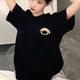 一寸相思黑色純棉t恤女夏短袖2026新款爆款時尚洋氣上衣寬松大碼半袖體恤 黑色-可愛小狗 L (110-125斤）