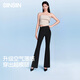 SIINSIIN【專享】喇叭褲女夏鯊魚褲黑色運(yùn)動休閑微喇瑜伽褲子 【小個子薄款】顯瘦黑-送屁簾可拆  （凈身高155-160cm） M