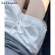 拉夏貝爾苧麻闊腿短褲女夏薄款松緊高腰寬松小個子棉麻休閑五分褲 白色 M