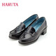 HARUTAHaruta46030日系粗跟單鞋女學(xué)生百搭英倫風(fēng)小皮鞋樂(lè )福鞋jk制服鞋 黑色 37