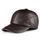 傲璐真皮帽子男 棒球帽羊皮鴨舌帽時(shí)尚戶(hù)外休閑春季加厚保暖帽 深棕色 可調節