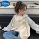 迪士尼（Disney）女童秋裝外套2025新款洋氣中大兒童休閑連帽棒球服春秋款開(kāi)衫上衣 藍色 120 cm