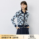 顏域翻領(lǐng)小香風(fēng)針織衫女士2024新款早春藍(lán)色氣質(zhì)上衣短款開衫外套 藍(lán)色1 XL