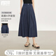 對白【不易褪色】復古高腰牛仔半身裙女2025夏季新款顯瘦A字傘裙 藏青色 L