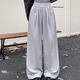 沂懿休閑褲子女寬松闊腿褲春秋2026新款直筒衛褲松緊高腰顯瘦運動(dòng)長(cháng)褲 抽繩口袋闊腿衛褲【灰色】 S