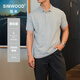 SIMWOOD/簡木男裝【經(jīng)典寬松版】加厚質(zhì)感水洗木頭繡花POLO衫S21260119 淺花灰（百隆花紗，手感略軟） L (建議136-150斤)
