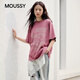 moussy 新品做舊復古汽車字母寬松短袖T恤028JSX90-1050 090粉紅色 均碼