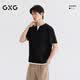 GXG男裝  微廓假兩件V領(lǐng)肌理短袖套頭T恤男寬松26春夏新品
