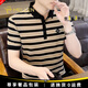 名郎（MELLEN）專柜男士商務t恤短袖夏季新款修身條紋polo衫專柜正品男裝半袖衫 高端卡其【退換0運費】 XL 120-135斤